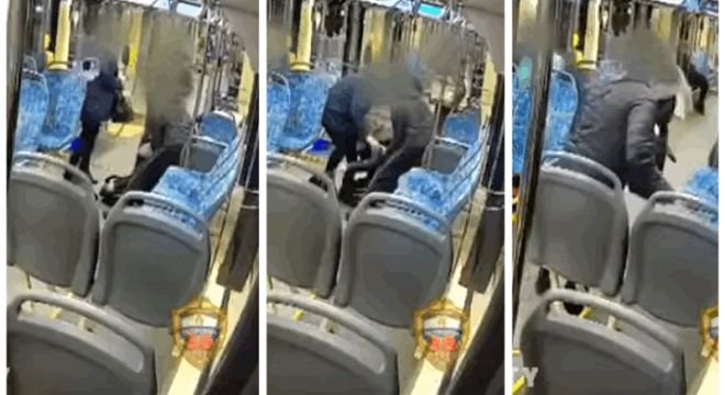 შემზარავი კადრები - ავტობუსში ფეხმძიმე ქალი გონების დაკარგვამდე სცემეს