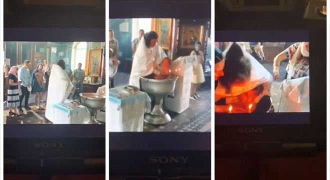 შოკისმომგვრელი კადრები - მღვდელმა 1 წლის ბავშვი ნათლობის დროს სასტიკად სცემა