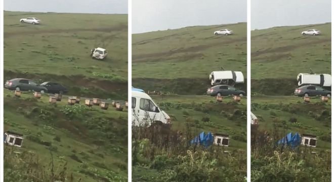 "ვაიმე, ვარდება, ვაიმე, ვაიმე გადმოხტიიით..." - შემზარავი კადრები ბახმაროდან, ციცაბო მთაზე ავტომობილი დაგორდა და ხრამში ჩავარდა